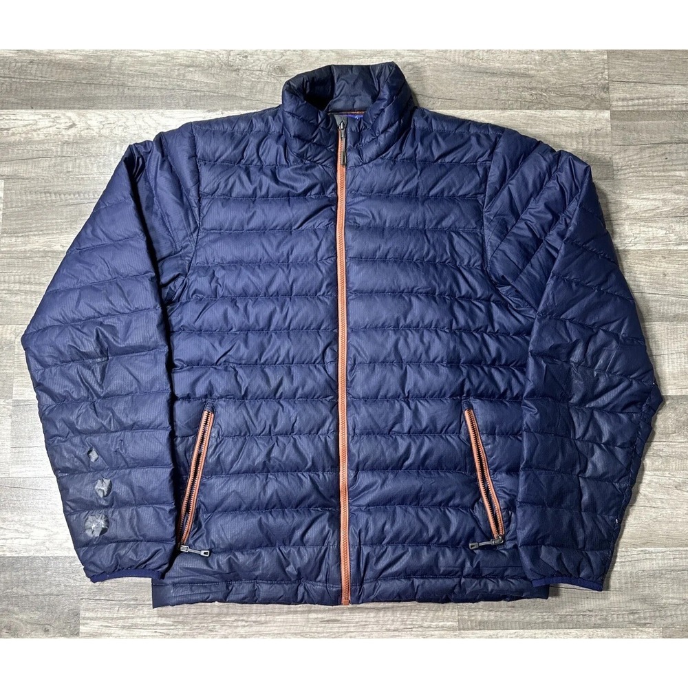 Patagonia Women Navy Blue Down Sweater Puffer Jacket Full Zip 84674 Size M READ